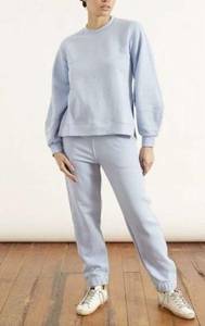 Ganni Software Isoli Elasticated Jogger Pants Heather Blue Size S Organic Cotton