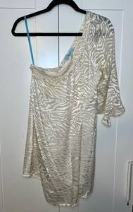 White One Shoulder Zebra Print Marciano Dress