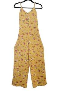 Pink Rose Womens Yellow Pink Floral Sleeveless Pants Jumpsuit Size S