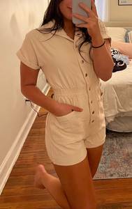 Cream Denim Romper