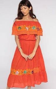 Embroidered Mexican dress, peasant dress, off the shoulders dress, spring summer