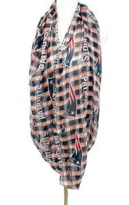 Little Earth NFL New England Patriots Plaid Gauzy Cotton Logo Infinity Scarf