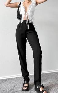 L'atiste Black High Waisted Pleated Detail Tapered Trouser Pants Size S