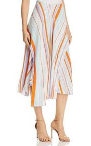 ASTR the Label Overlay Wrap Skirt Stripes Pop Orange Stripe Size S