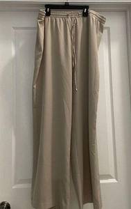 Calvin Klein Womens Elastic Waist Pull On Wide Leg Palazzo Pants Size L Brown