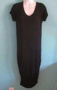 Prana Midi Ruched Black Modal Bodycon Dress Sz M