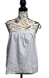 Tabitha Webb Sleepwear Womens Blue Sleeveless Striped Cotton Lace Hem Cami  XL