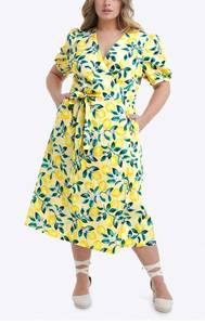 Miranda Wrap Dress in Lemon Blossom Size 22