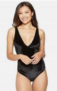  Gilligan & O’Malley Black Velvet One Piece Strappy Bodysuit Teddie