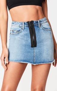 Mini Zip Front Denim Skirt