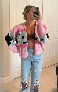 Pink Cropped Cardigan