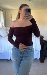 Forever 21 Maroon Off The Shoulder Shirt