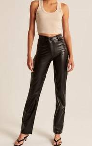 Abercrombie & Fitch  Vegan Leather Pants Criss Cross Waist 90s Straight Size 28 6