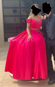 Hot Pink 2 Piece Prom Dress