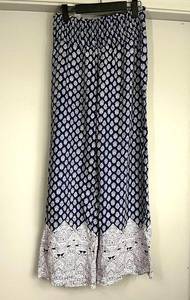 Sim and Sam Navy Medallion Elastic Waist Flowy Wide Leg Pants Size Small