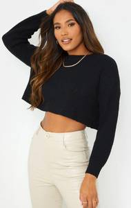 PLT Black Cropped Sweater