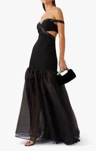 STAUD Emmaline Off-the-Shoulder Cut-Out Dress in Black, Size S, NEW w/Tag $595