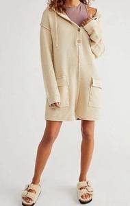 Free People Ryleigh Sweater Romper in Au Lait Size Small NWOT