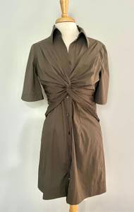 Olive Green Twist Button Down Dress