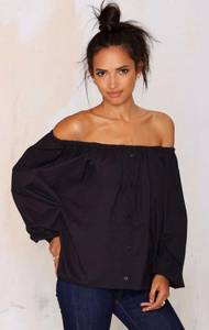 Honey Punch Off Shoulder  Black Top