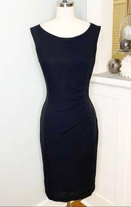 Classiques Entier Black Ruched Sheath Dress with Side Zipper