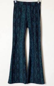 blue snake print bell bottom pants