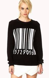 Forever 21 F21 Black barcode sweater