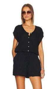 Michael Stars Regina Romper in Black Double Gauze Size Large NWT