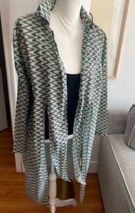 ZARA Printed  Cotton Green Knot kimono Tunic Long Blouse Size Xs