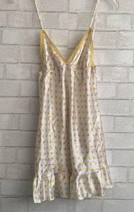 Vintage Victoria Secret Polka Dot Lace Trim Yellow Night Dress