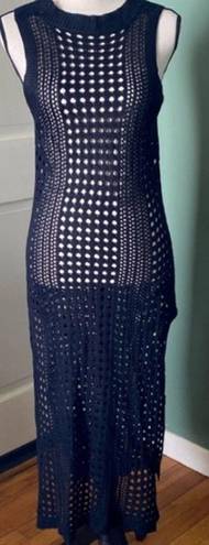 New women’s black crochet maxi dress cover up, S/M Size M