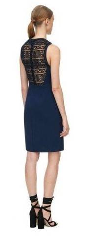 Rebecca Taylor Navy Sheath Dress With Black Lace Inset