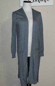 Matty M blue gray long sweater cardigan, size Small