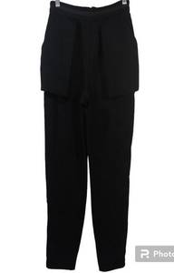 Cameo Black Edgy Trouser Pants Exposed Flap Pockets Side Ankle Zipper Size XS