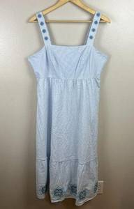 Southern Tide Seersucker Midi Dress Size XL Blue Embroidered Vacation Preppy