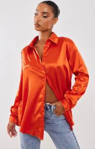 Silk Orange Button Down