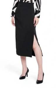 Sergio Hudson Target High-Waist Black Midi Slit Skirt