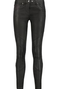 IRO Jelena FW ‘23 black 100% leather Mid-Rise pants slim leg, pockets moto EU 40