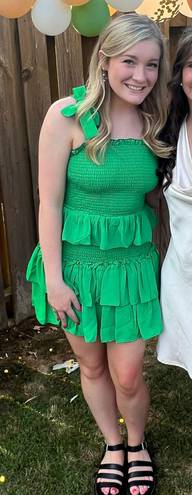 TCEC Green ruffled smocked Dress