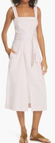 Vince NWT  Wide Strap Belted Linen Blend Midi in Rosa Seco Tank Dress 4 $345