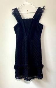 Shilla Black Lace Fringe Mini Dress