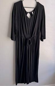 1X Black Jumpsuit with Tie Accent Waist