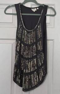 Deletta Anthropologie beaded sequin tank top