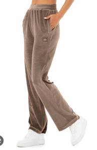 Velour High-Waist Glimmer Wide Leg Pants in Hot Cocoa by