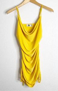 Tiger Mist  Gold Yellow Scrunched Side Mini Dress Size Extra Small