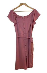 Stella Tweed Pink Midi Dress XL Cap Sleeve