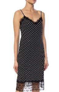 MICHAEL MICHAEL KORS BLACK OPENWORK TRIM DRESS SLIP Size XXS V Neck