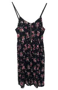 new LF Millau 𑁍 Floral Print Lace Babydoll Dress 𑁍 Black with Pink Flowers 𑁍