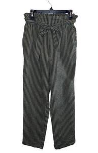 Sienna Sky Green & White Striped Cropped Paperbag Pants