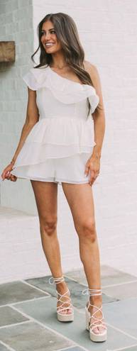 These Three Boutique White Ruffle These Three Romper 